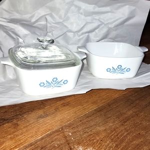 2 CorningWare P-43-B .22oz White Blue Cornflower Petite Dish